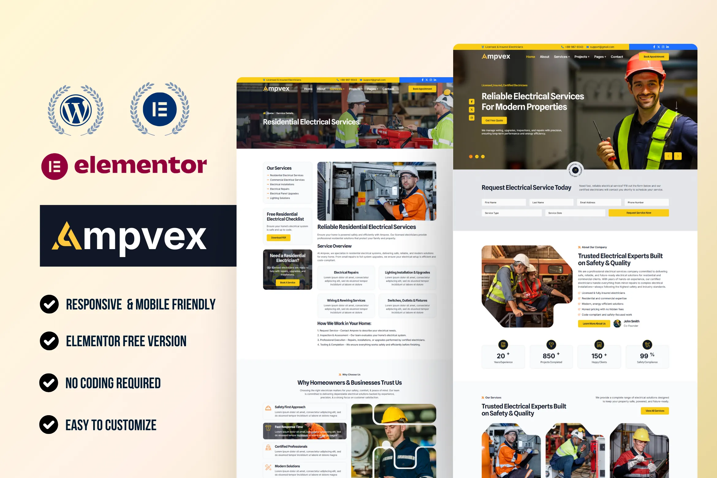 Ampvex - Best repair services WordPress Elementor Template Kit