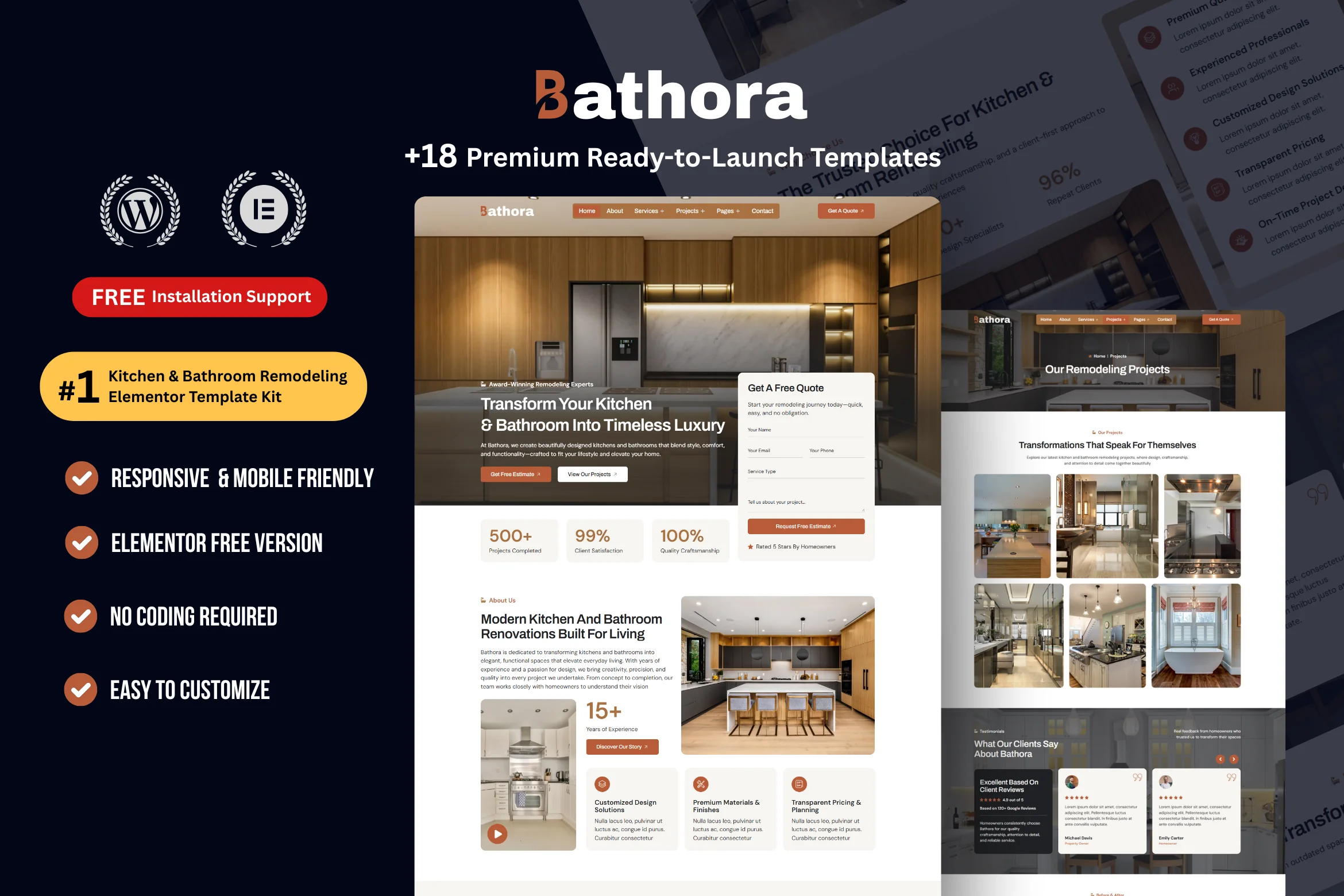 Bathora - Best home services WordPress Elementor Template Kit