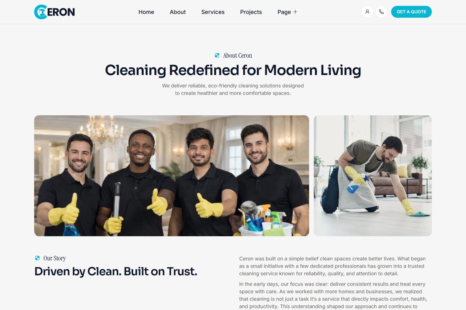 Ceron WordPress Elementor template About section layout