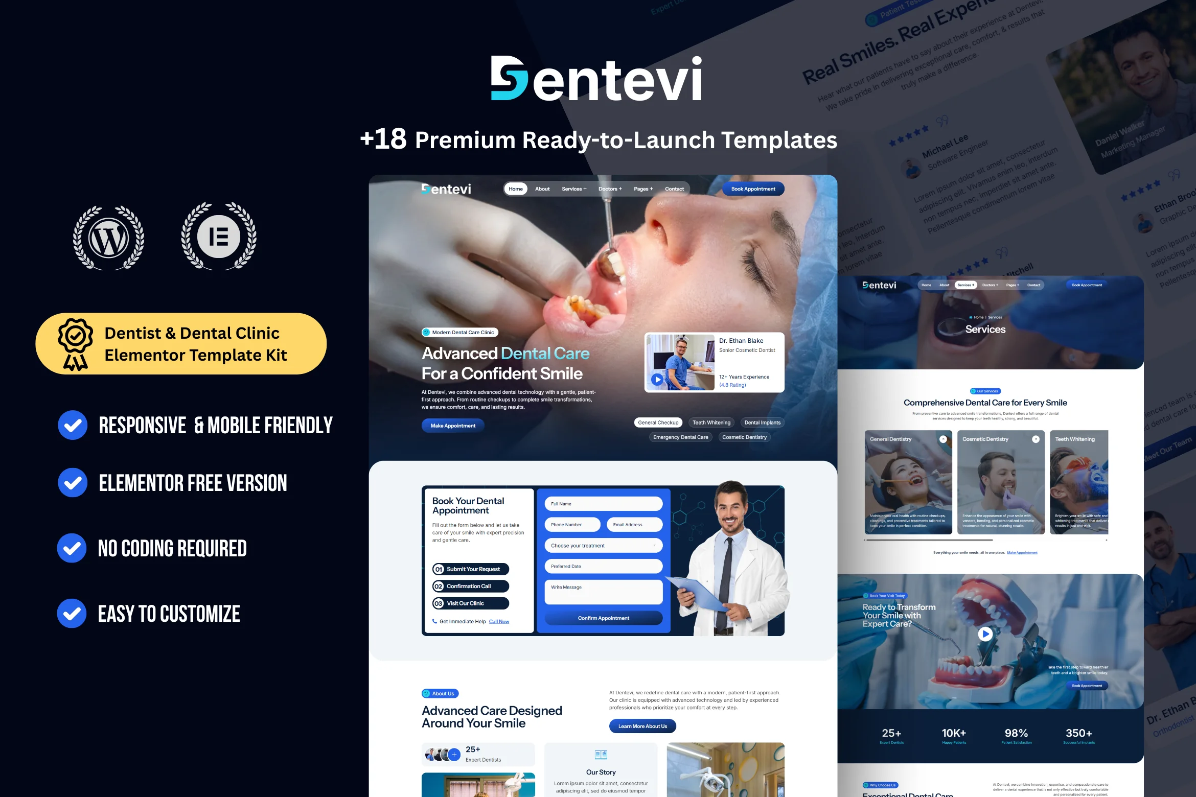 Dentevi - Best healthcare medical WordPress Elementor Template Kit
