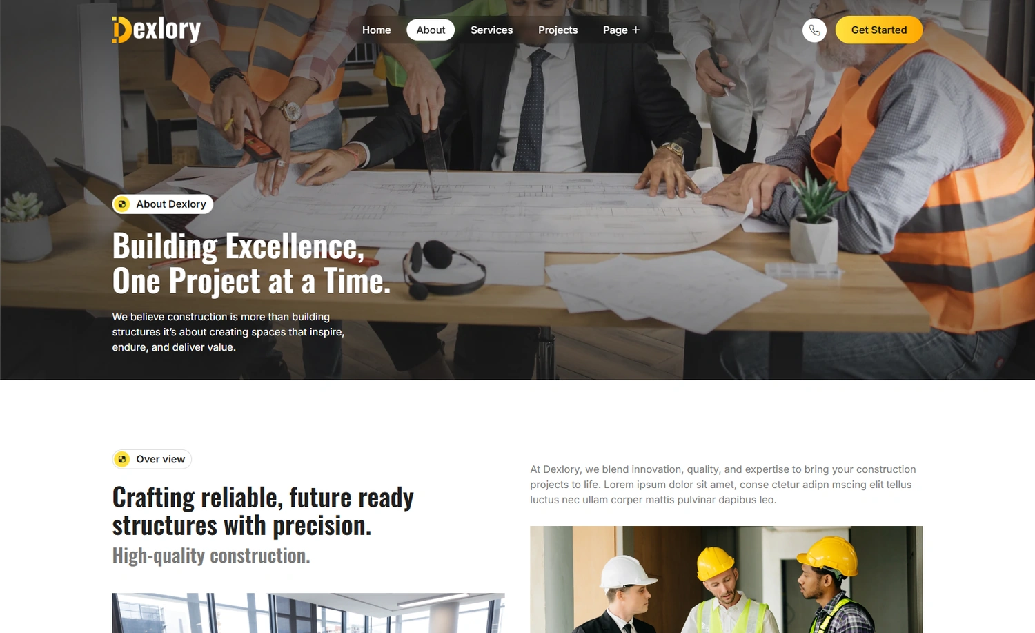 Dexlory WordPress Elementor template About section layout
