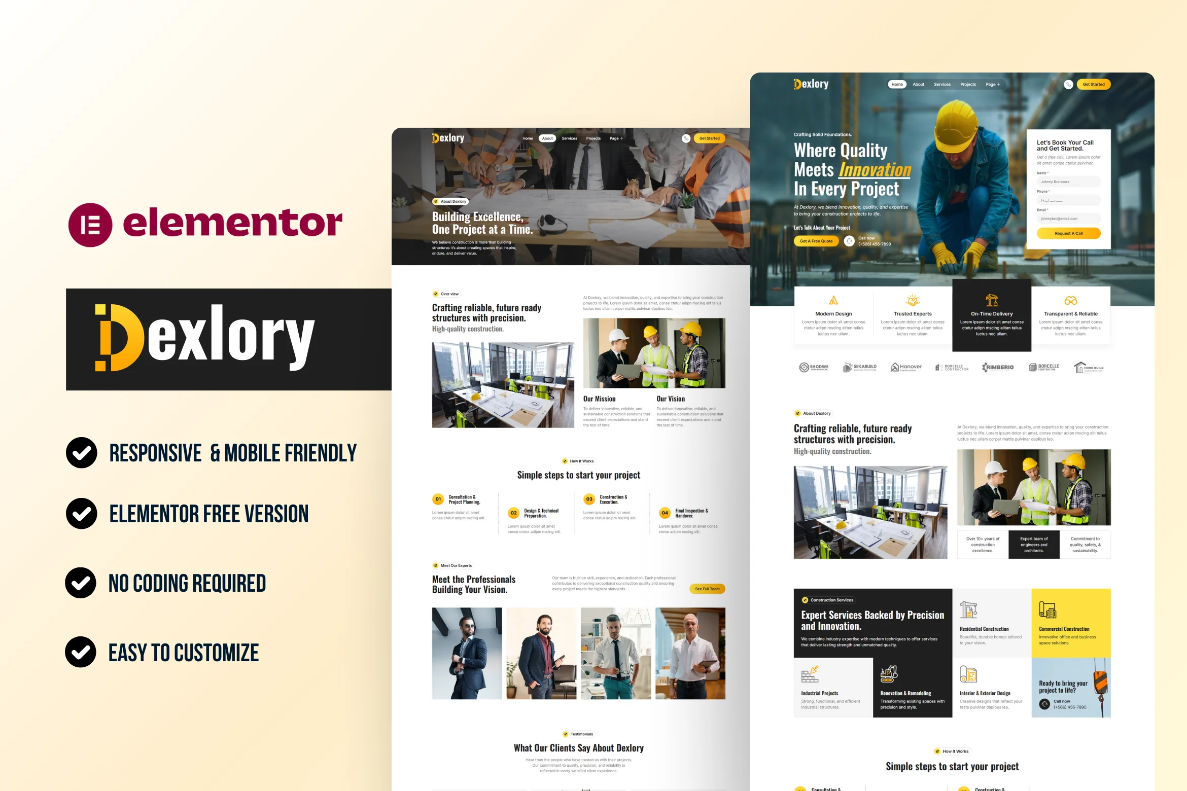 Dexlory - Best construction WordPress Elementor Template Kit