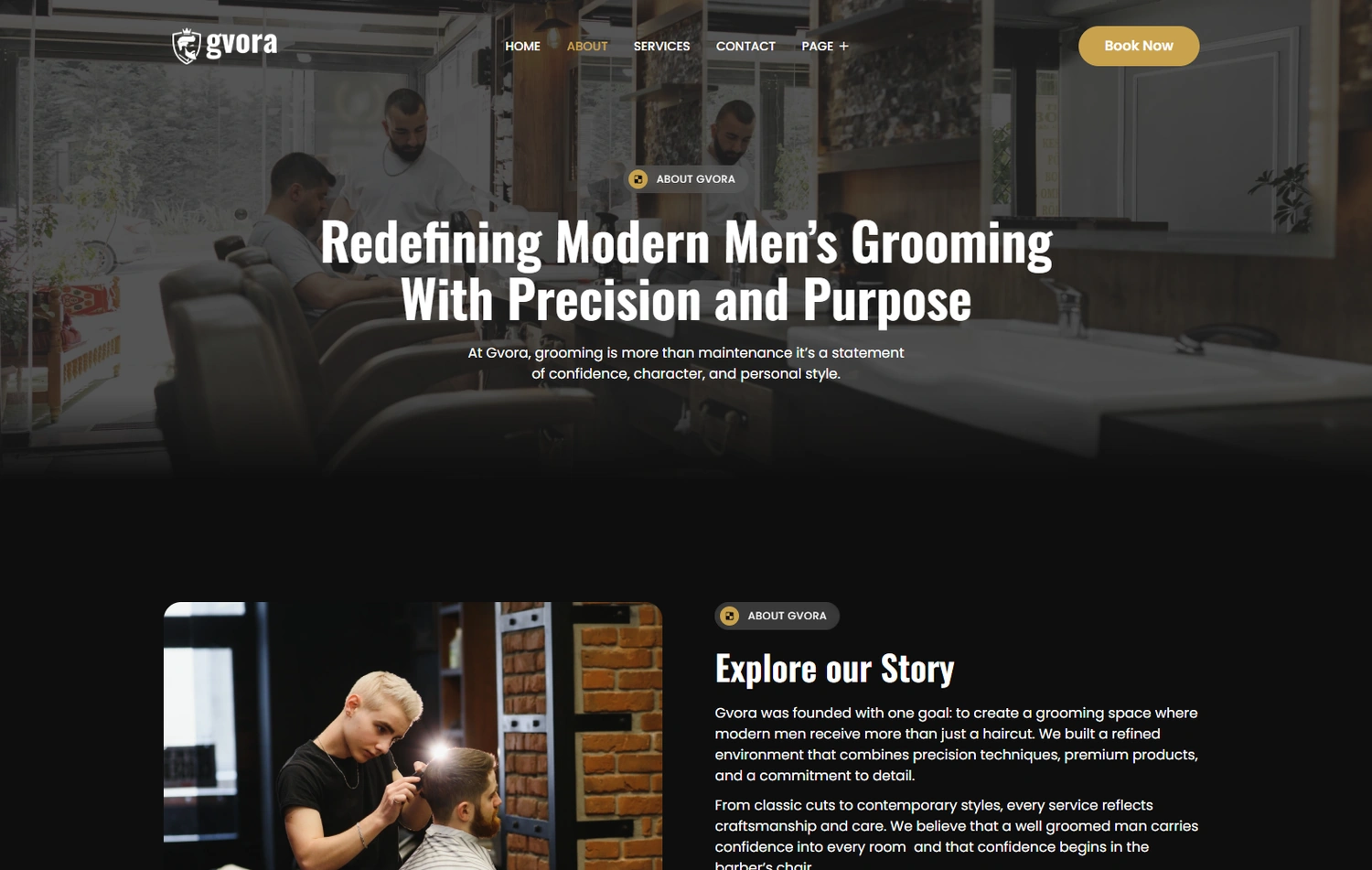 Gvora WordPress Elementor template About section layout