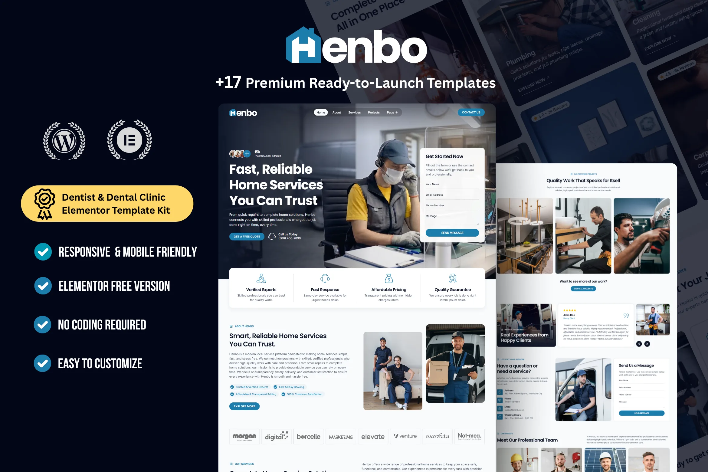Henbo - Best home services WordPress Elementor Template Kit