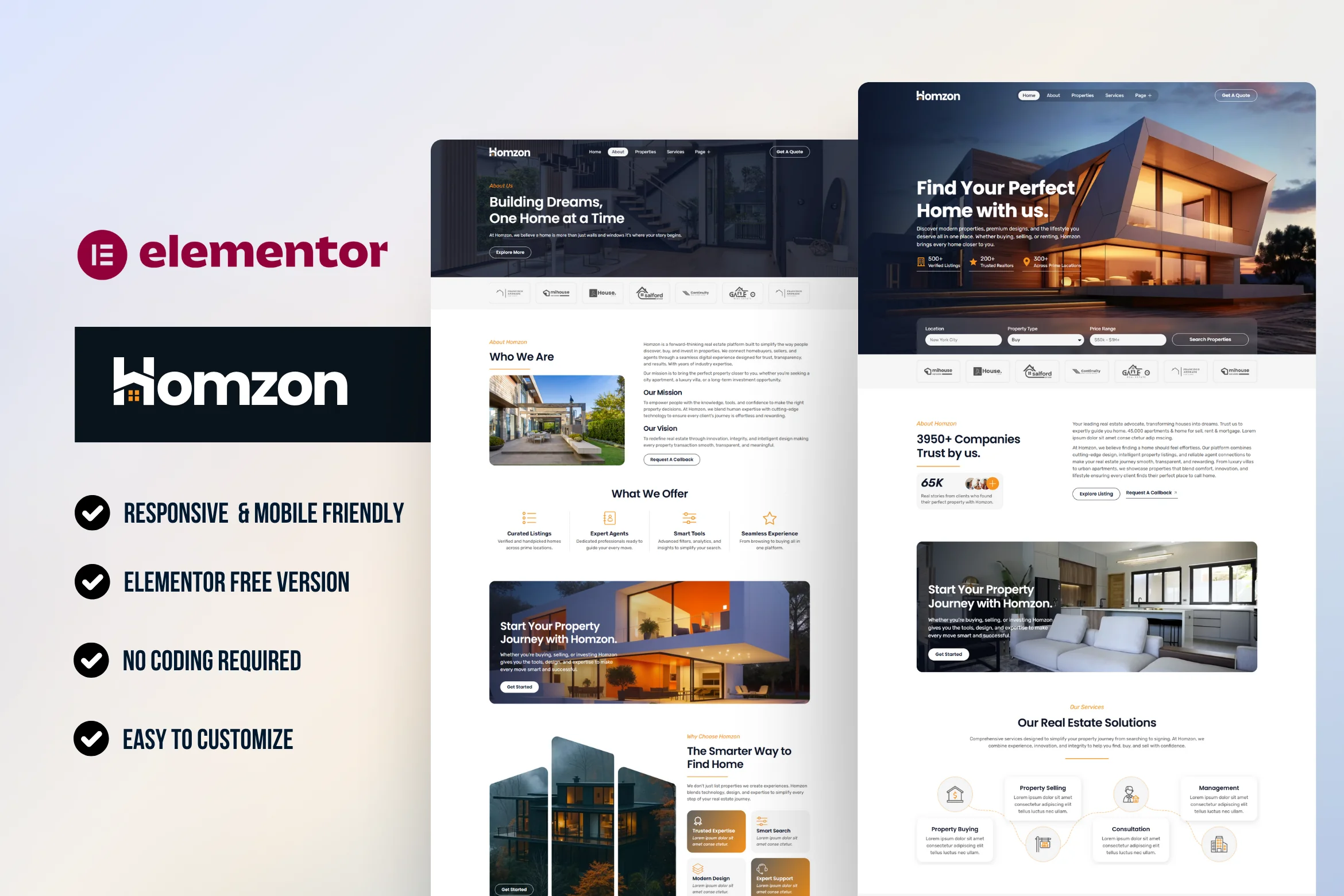 Homzon - Best real estate WordPress Elementor Template Kit