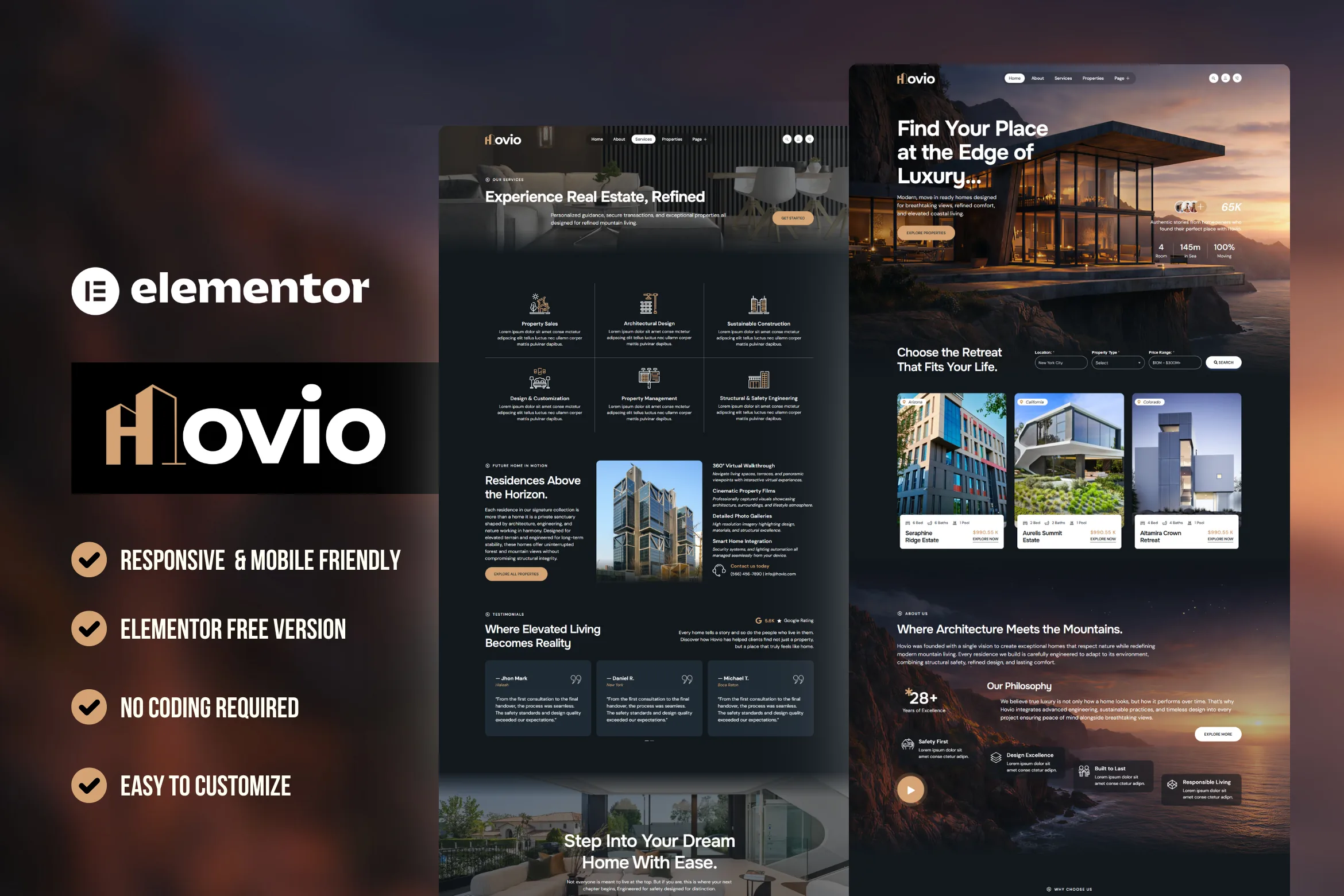 Hovio - Best real estate WordPress Elementor Template Kit