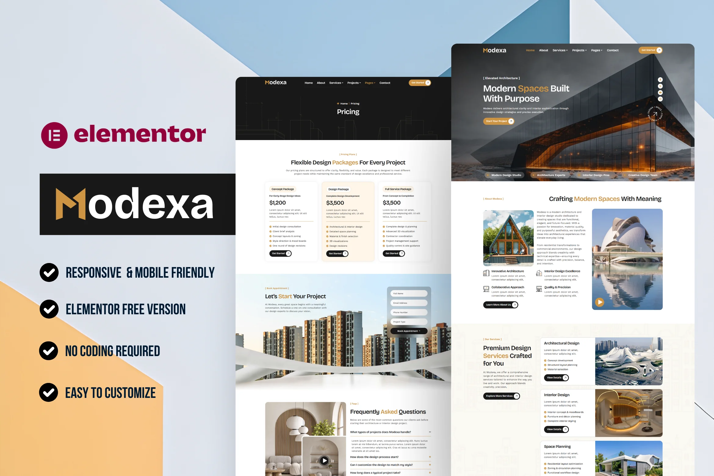 Modexa - Best interior architecture WordPress Elementor Template Kit