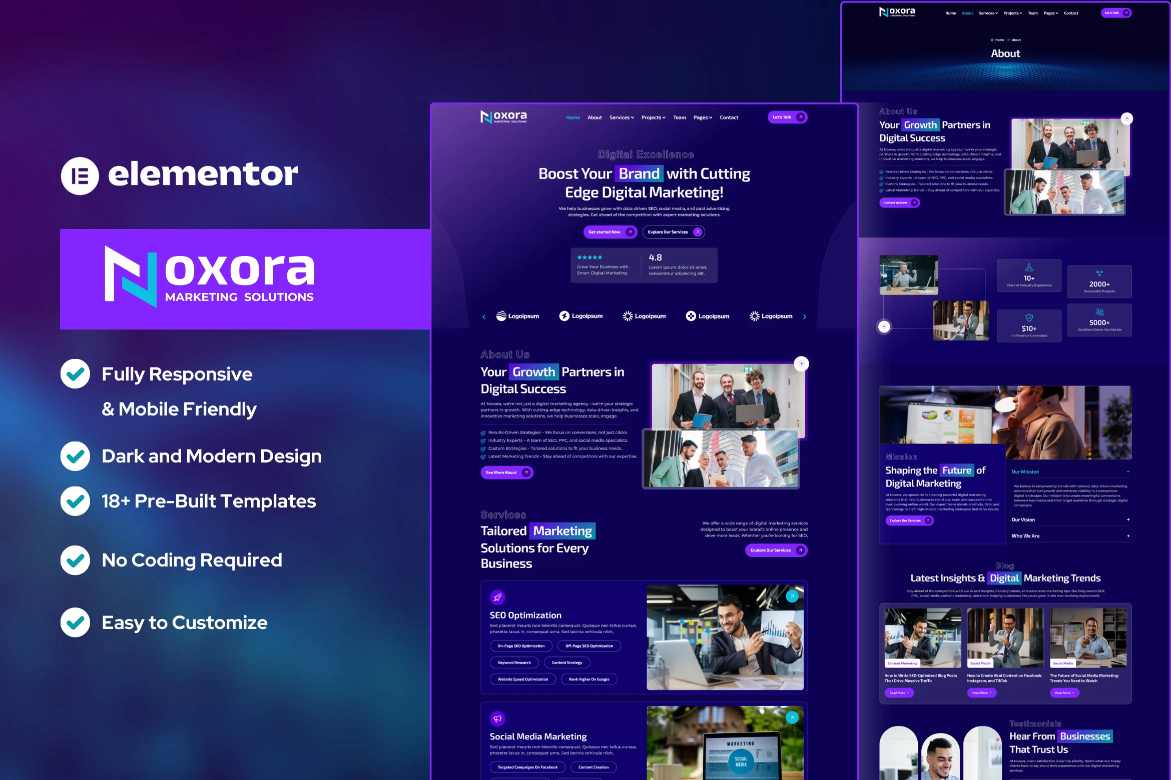 Noxora - Best marketing agency WordPress Elementor Template Kit