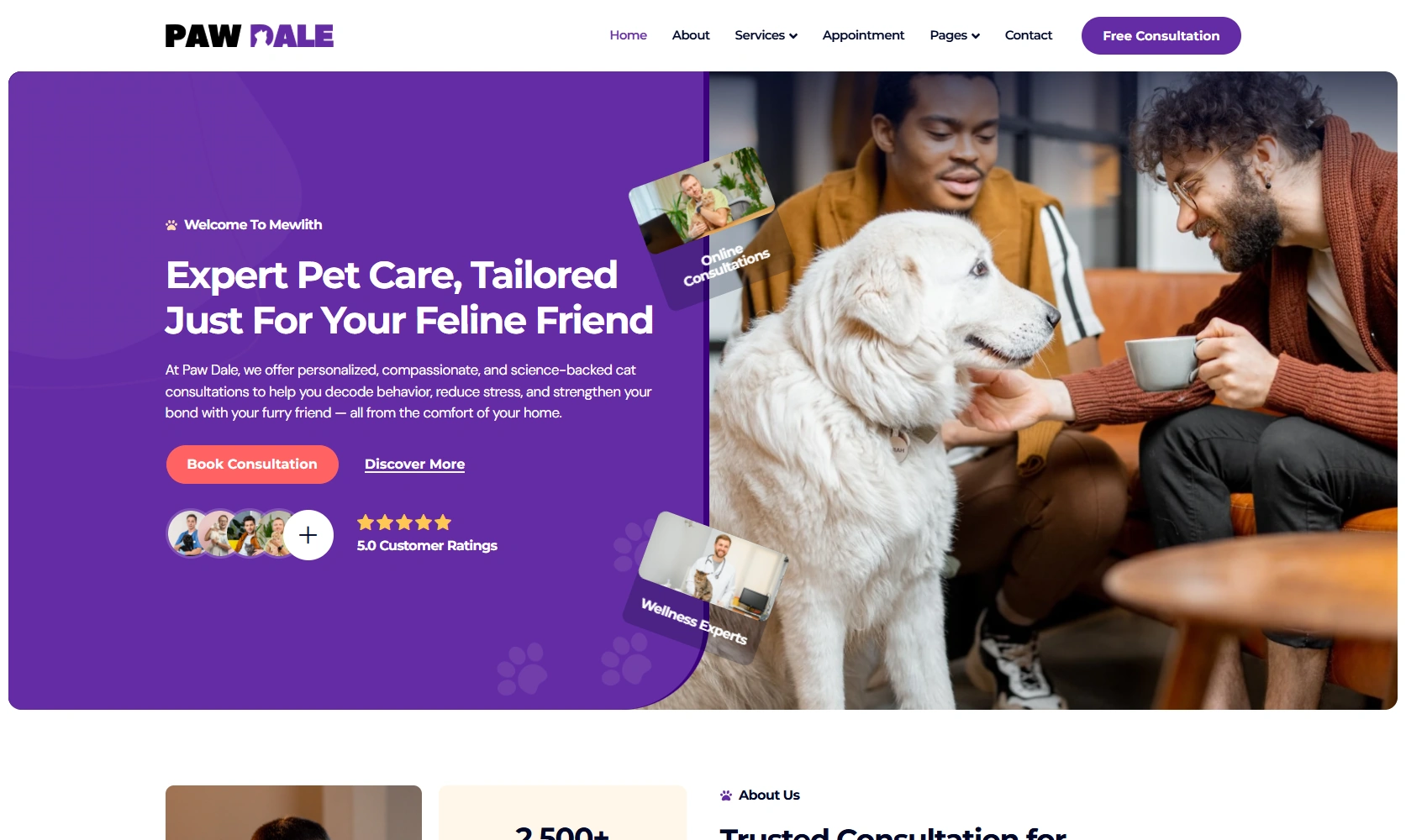 PawDale - Best pet care veterinary WordPress Elementor Template Kit