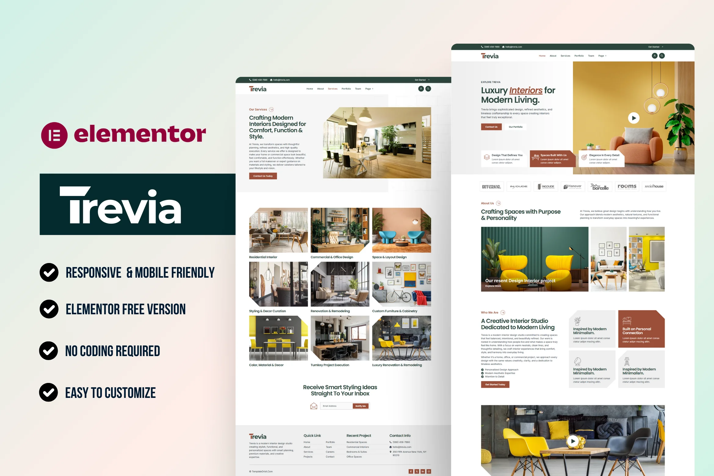 Trevia - Best interior architecture WordPress Elementor Template Kit