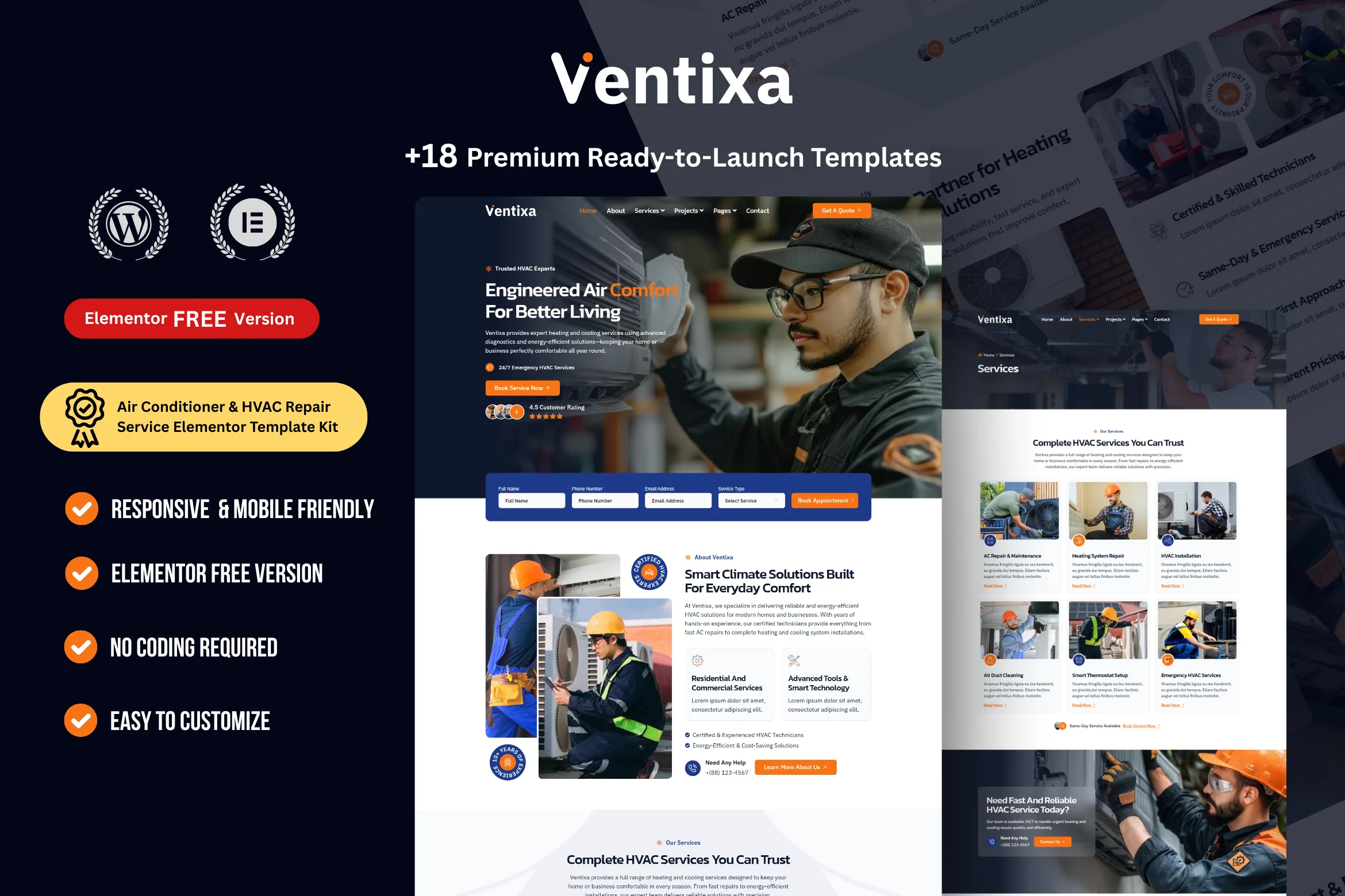 Ventixa - Best home services WordPress Elementor Template Kit