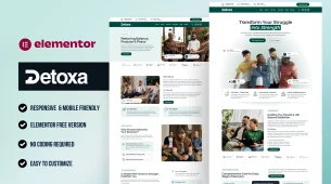 Detoxa - Best addiction mental health WordPress Elementor Template Kit