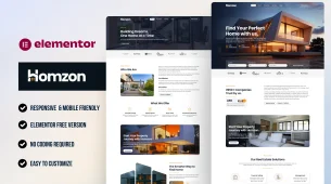 Homzon - Best real estate WordPress Elementor Template Kit